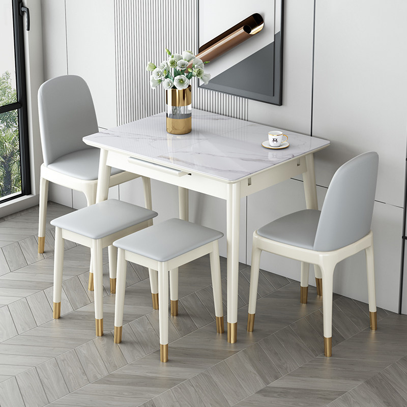 岩板伸缩餐桌小户型多功能折叠餐桌椅组合现代简约轻奢家用长方形,住宅家具,岩板餐桌,淘宝优惠券,粉丝福利购,淘宝优惠卷