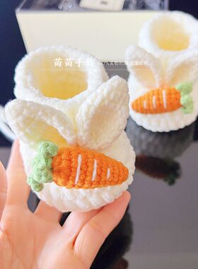 手工婴儿鞋男女宝宝步前鞋婴x幼儿加厚保暖柔软家居鞋兔耳朵婴儿
