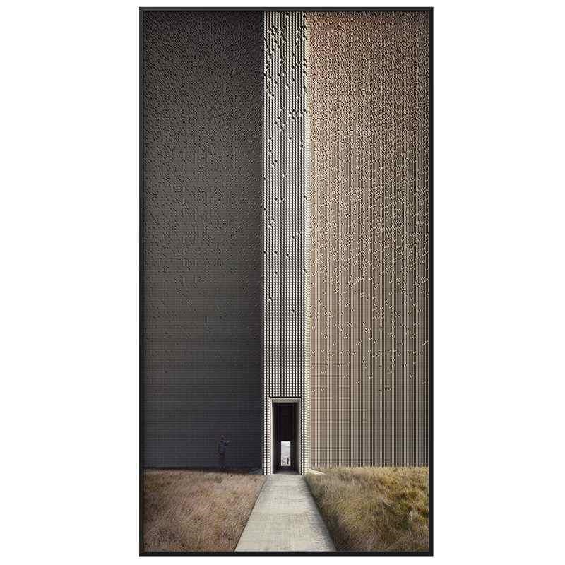 高档工业风空间延伸入户玄关装饰画立体J建筑走廊挂画超长竖版过图片