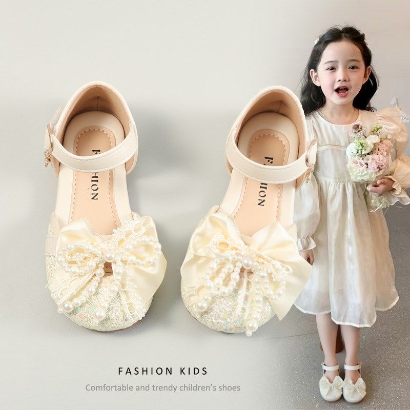 单鞋儿童水晶鞋包头女孩凉鞋夏季2025新款软底公主鞋女童软底皮鞋