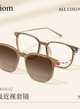 磁吸眼镜套镜女吸附式二合一茶色级感偏光近视墨镜防晒太阳眼镜