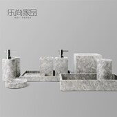 大理石卫浴套件 洗手液瓶棉签罐酒店别墅V样板房轻奢饰 洗漱组合