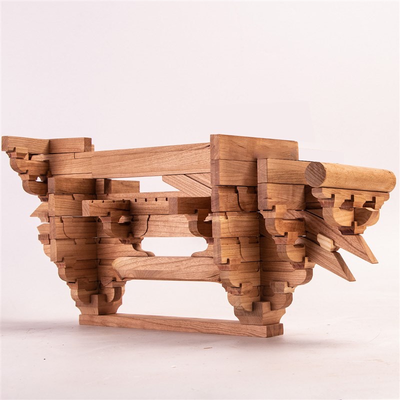 古建筑佛光寺东大殿山侧柱头斗拱榫卯结构积木中式榫牟拼装摆件