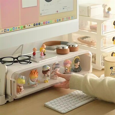 电脑显示器增高架办公室桌面屏A幕垫高底座带抽屉式手办展示置物