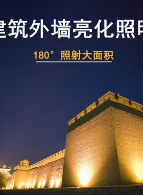 金黄光外墙射灯古建筑别墅洗墙照明户外黄色投射灯U黄光暖色投光