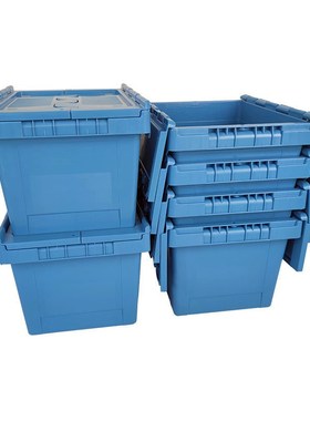 加厚周转箱400.3m00.斜插式物流储物箱 20L可套叠带翻盖塑料斜插