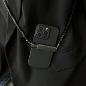 Aim手机挂绳斜挎可背包金属链条可调节手机背夹挂S脖波浪夹斜挎链