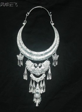 彝族银饰项链g儿童苗寨特色苗银复古表演大项链苗族民族风配饰节