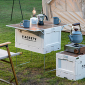 户外露营收纳箱折叠房车汽车整理箱车载后备箱桌S板储物箱子小桌