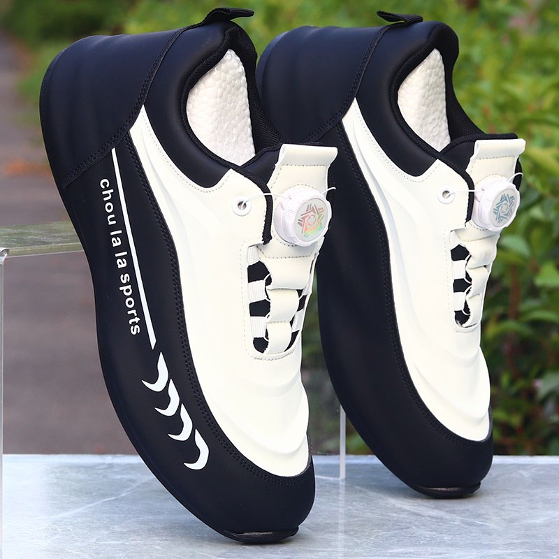 秋冬潮流纽扣高档j休闲鞋子男款皮面超轻老爹鞋防水防臭运动旅游