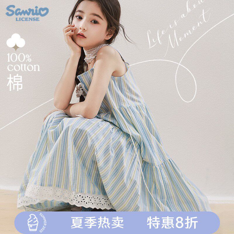 玉桂狗女童连衣裙2025新款儿童夏季裙子大童碎花裙公主裙亲子童装