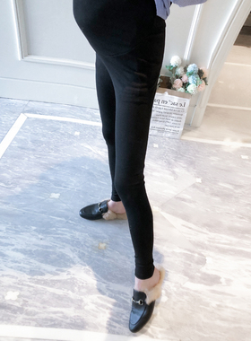 孕妇装春c秋装2021新款孕妇托腹裤宽松显瘦黑色休闲孕妇打底裤百