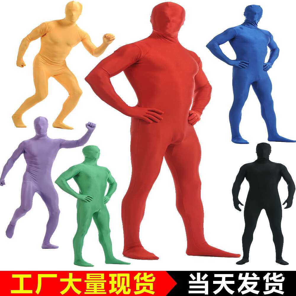 舞台黑衣人全身包裹紧身衣纯色弹力连体服男子拍摄背景隐身衣纯色