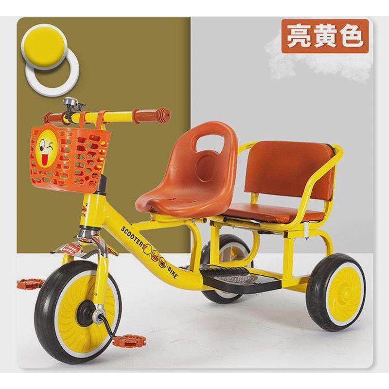 双人儿童三轮车双胞胎宝宝推车婴幼儿男女1-3-6岁小孩双座脚踏车
