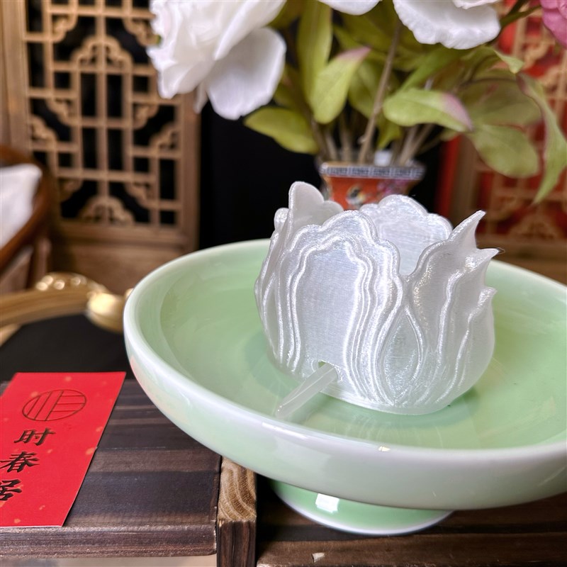 时春居汉服配饰发饰3d打印发冠N宋《白玉莲瓣冠》