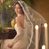 新娘主婚纱女结婚摄影旅拍超仙森系头纱复古蕾丝花边拍照道具头饰