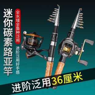 钓鱼竿伸缩便携超短迷你小路亚竿马口竿I海竿抛竿枪直柄水滴轮套
