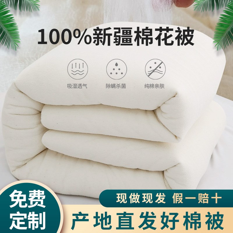 新疆棉花被子冬被棉被冬季纯棉花一级长绒棉加厚T保暖棉絮被芯冬