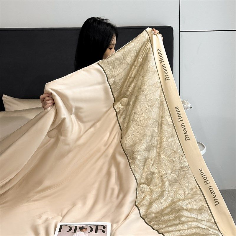 2025新款夏季可机洗真丝夏凉被四件套空调被冰丝滑双人凉感薄被子,床上用品,学生床品套件,淘宝优惠券,粉丝福利购,淘宝优惠卷