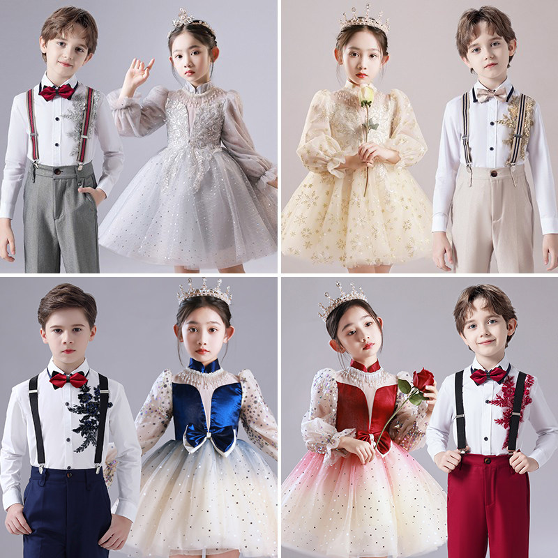 元旦儿童合唱演出服小学生大合唱团表演服装女童礼服男童校庆套装