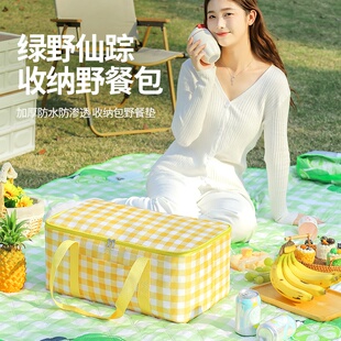 野餐篮可折叠大容量冷餐袋户外餐具包保温露营防水加厚Z手提篮便