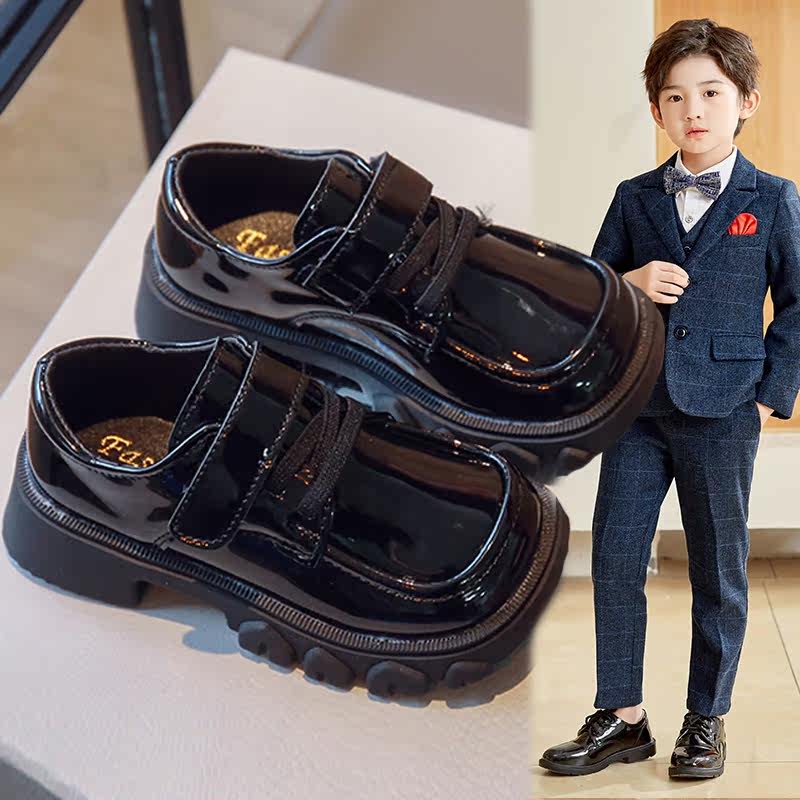 男童皮鞋软底儿童黑色英伦风表演西装男孩演出鞋子大童小学生单鞋