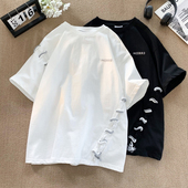 300斤设计感情侣装 ins潮百搭半袖 上衣男女夏季 特大码 潮牌短袖 T恤