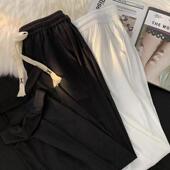 垂感直筒休闲长裤 加肥加大码 ins潮牌薄款 男女夏季 300斤冰丝阔腿裤