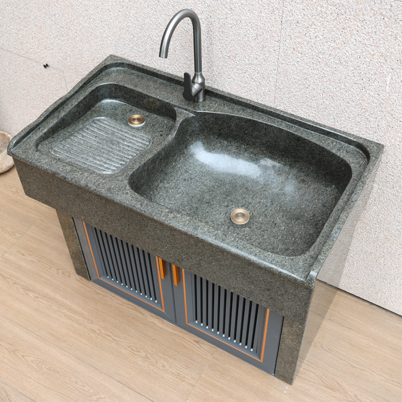 大理石洗衣池带搓板一体庭院水池台盆落地洗菜盆家用户外石材水槽