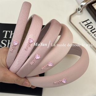 韩版新款水钻字母粉色发箍简约百搭网红头箍显脸小发卡发饰头饰女