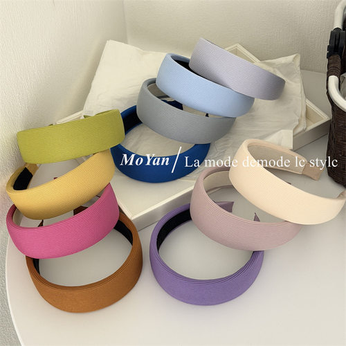 韩版糖果色条纹宽边发箍新款洋气压发发卡简约百搭高级感头箍发饰