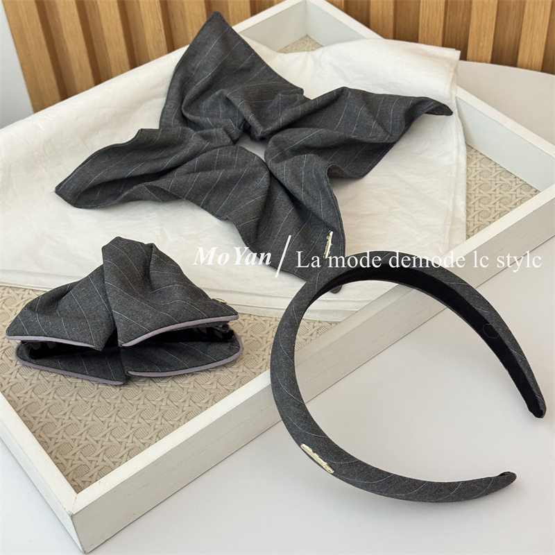 韩系高级感斜纹发箍灰色条纹方巾发圈气质百搭马尾抓夹盘发夹头绳,饰品/流行首饰/时尚饰品新,发饰,淘宝优惠券,粉丝福利购,淘宝优惠卷