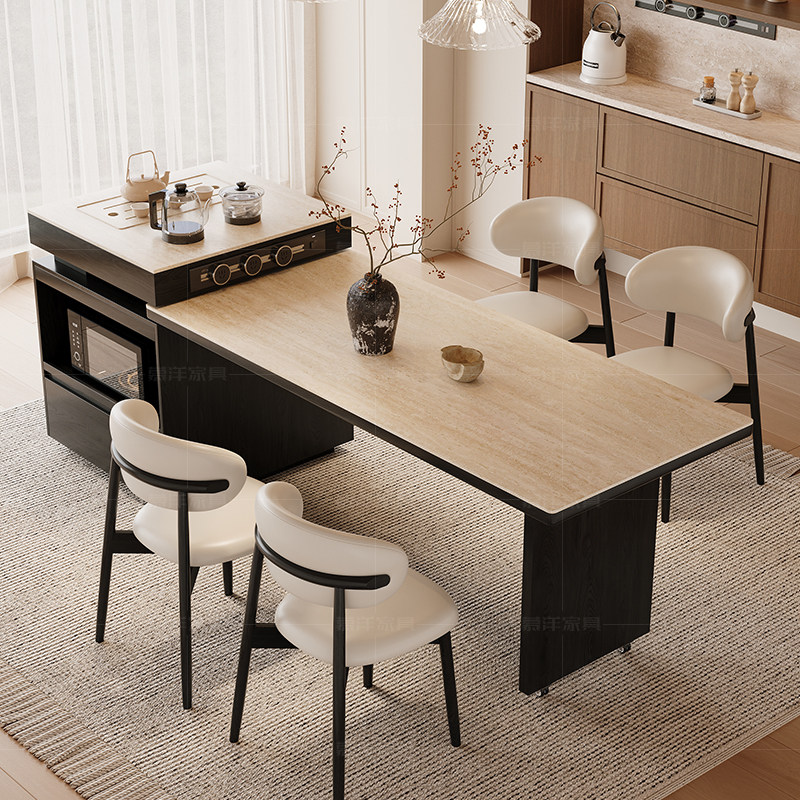 政府补贴中古风洞石岩板可伸缩岛台餐桌一体多功能法式高端中岛台,住宅家具,岛台餐桌,淘宝优惠券,粉丝福利购,淘宝优惠卷