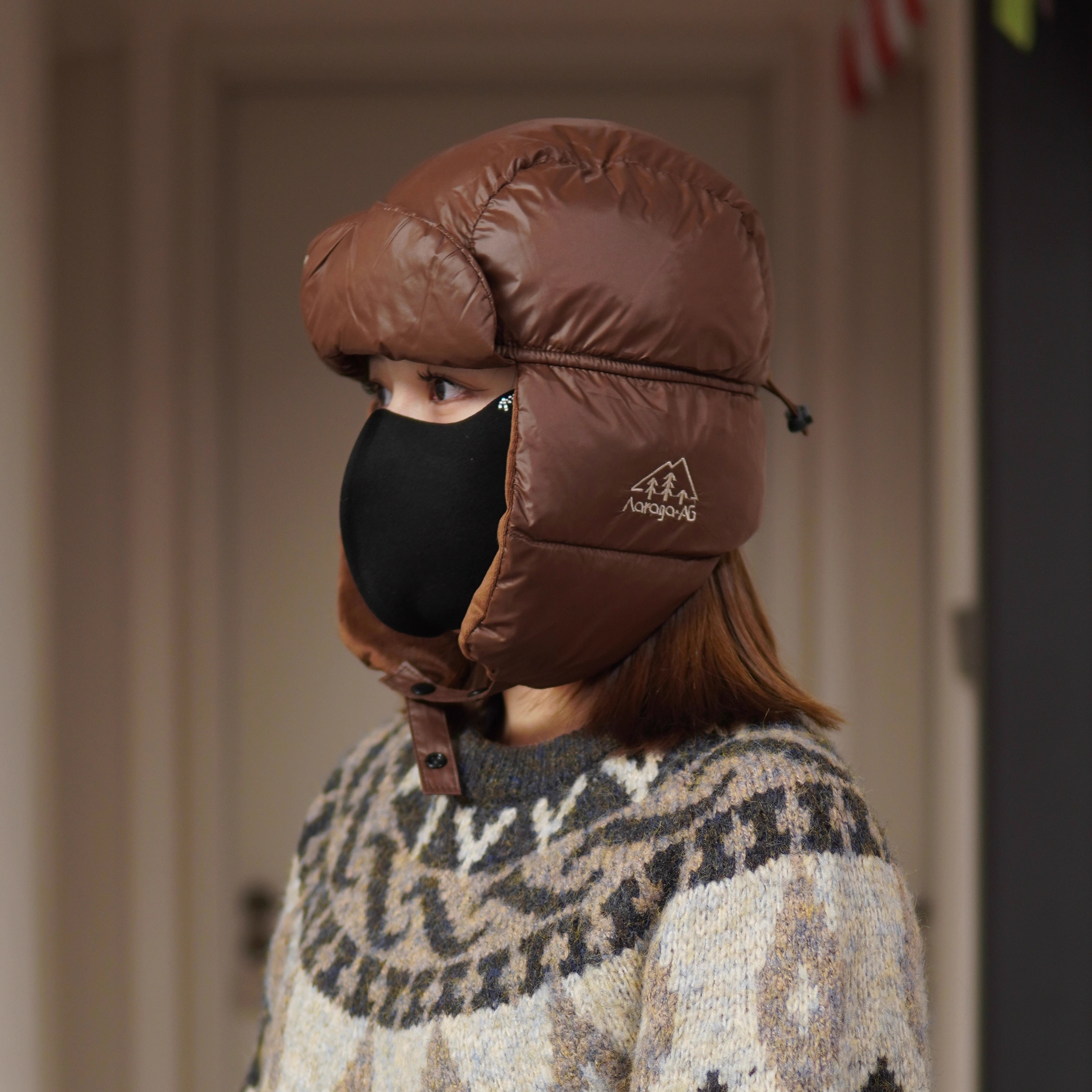 羽绒雷锋帽 秋冬季女防水防风防寒加绒保暖加厚毛绒骑行护耳帽男