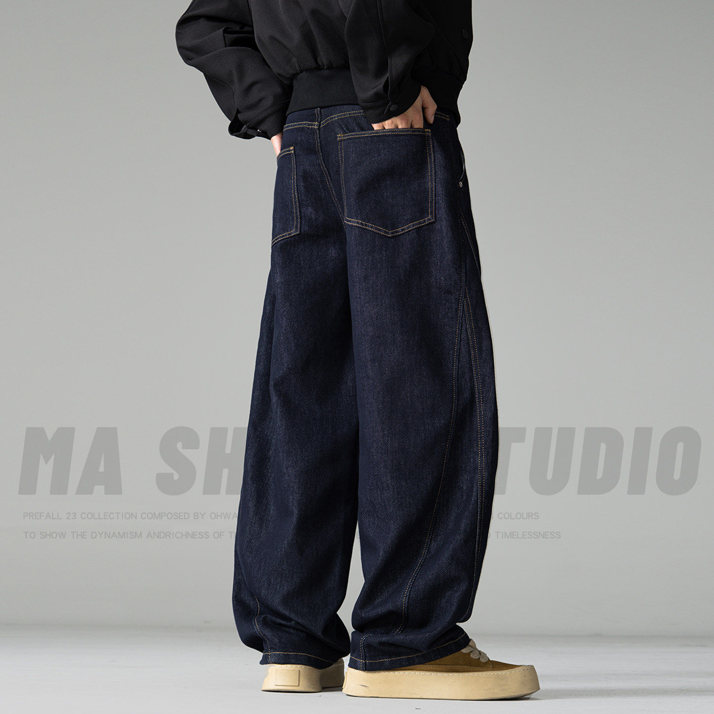 加绒加厚丹宁蓝弯刀牛仔裤男秋季2025新款宽松显瘦百搭休闲直筒裤