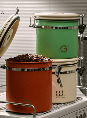 MUVNA慕威纳咖啡豆密封罐304不锈钢咖啡粉保存罐单向排气阀储存罐