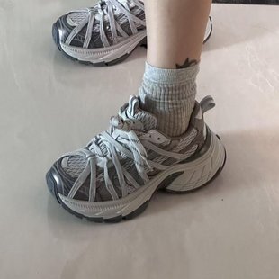 复古女做旧擦色厚底增高老爹鞋 猫 百搭休闲运动鞋 穿靴子