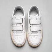 穿靴子 猫 笑脸厚底增高魔术贴小白鞋 女复古单鞋 真皮休闲板鞋