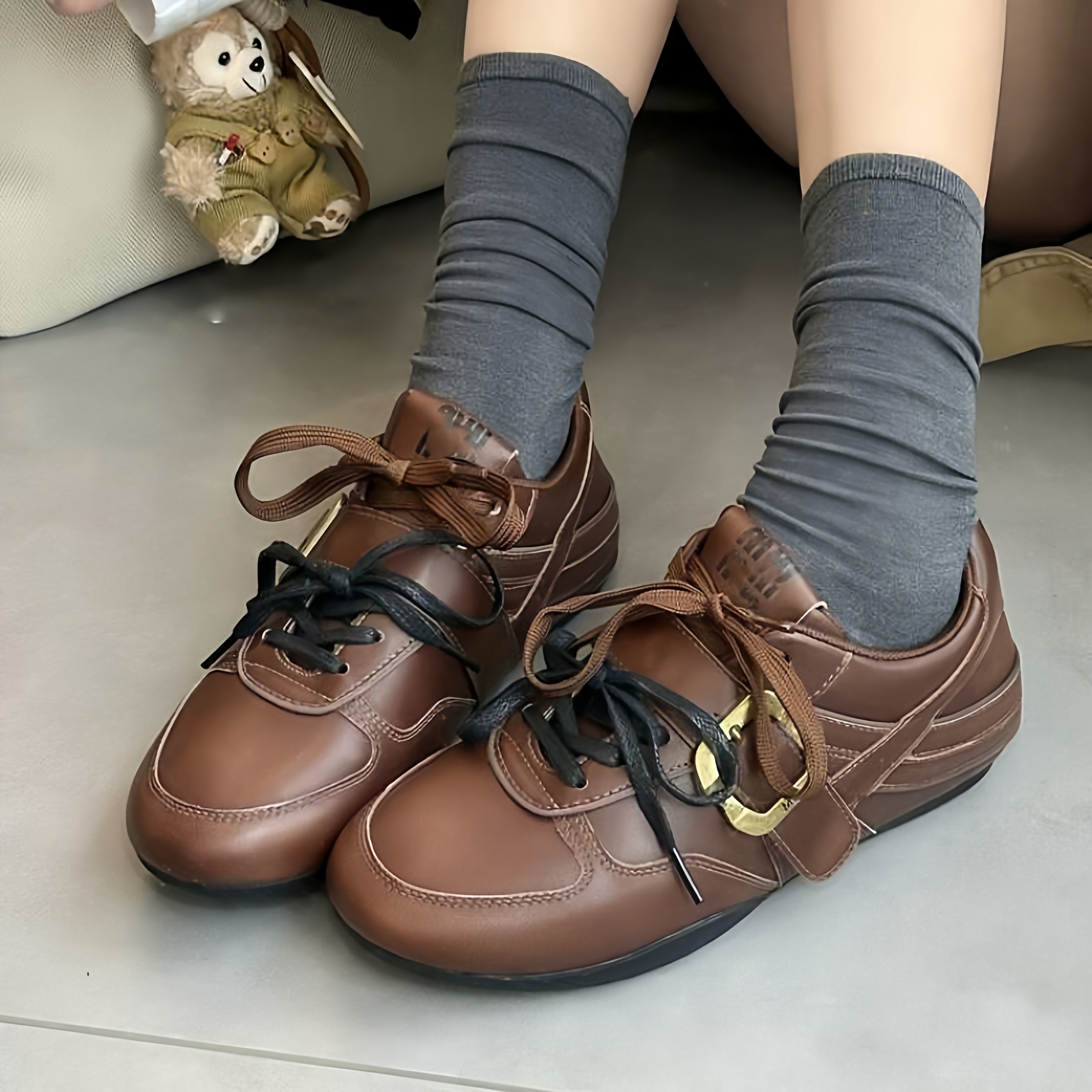 【穿靴子的猫】复古双鞋带女真皮英伦风休闲鞋圆头百搭平底德训鞋,女鞋,德训鞋,淘宝优惠券,粉丝福利购,淘宝优惠卷