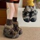加绒加厚保暖雪地靴 毛毛筒复古女厚底增高大头棉鞋 穿靴子 猫