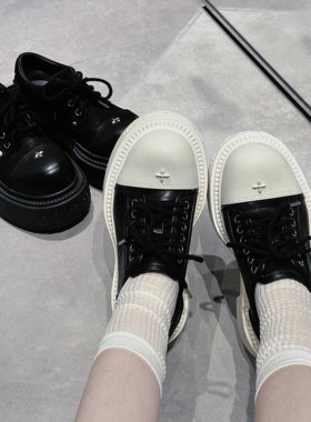 【穿靴子的猫】厚底德比大头小个子增高真皮单鞋百搭低帮松糕鞋