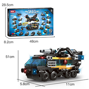 沃马积木洞洞乐盲盒警察军事特警车2025新款戳戳乐儿童拼装车玩具