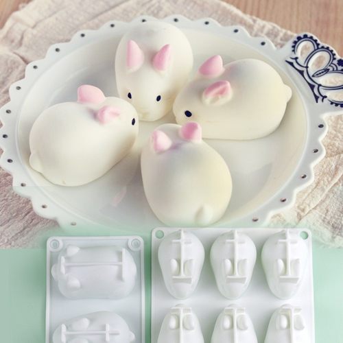 食品级硅胶卡通兔子钵仔糕模具