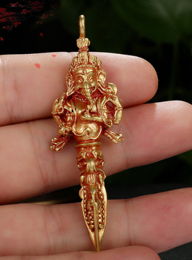 法器尼泊尔纯铜象鼻天财神