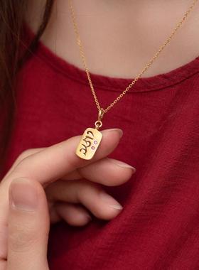 S925银种子字吉祥天母作明佛母大鹏鸟种子字镀金吊坠项链菩提配饰