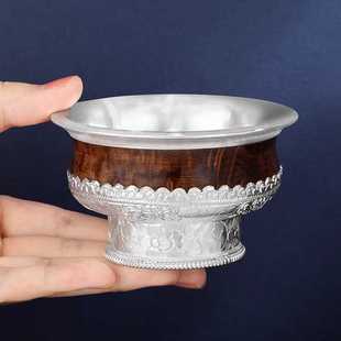 供水杯藏式糌粑碗包银西藏蒙古木碗酥油茶碗水碗供水碗七供杯大小