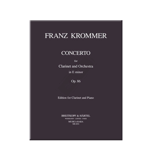 克罗默 E小调协奏曲 Op86 单簧管和钢琴 大熊原版乐谱书 Franz Krommer Concerto in e minor Clarinet and Piano MR2054