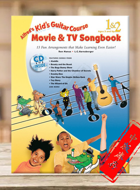 阿尔弗莱德 孩子们的吉他课 电影与电视歌曲1 2在线音频 Alfred原版乐谱书 Alfreds Kids Guitar Course Movie and TV Songbook1-2