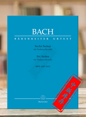 巴赫六首无伴奏大提琴组曲 BWV1007-1012 英语 德语修订版 德国骑熊士原版乐谱书 Bach Six Suites for Violoncello solo BA5257