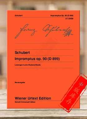 舒伯特 钢琴即兴曲 D899 op90 独奏带指法 维也纳UE净版乐谱书 Schubert Impromptus for Piano UT50408